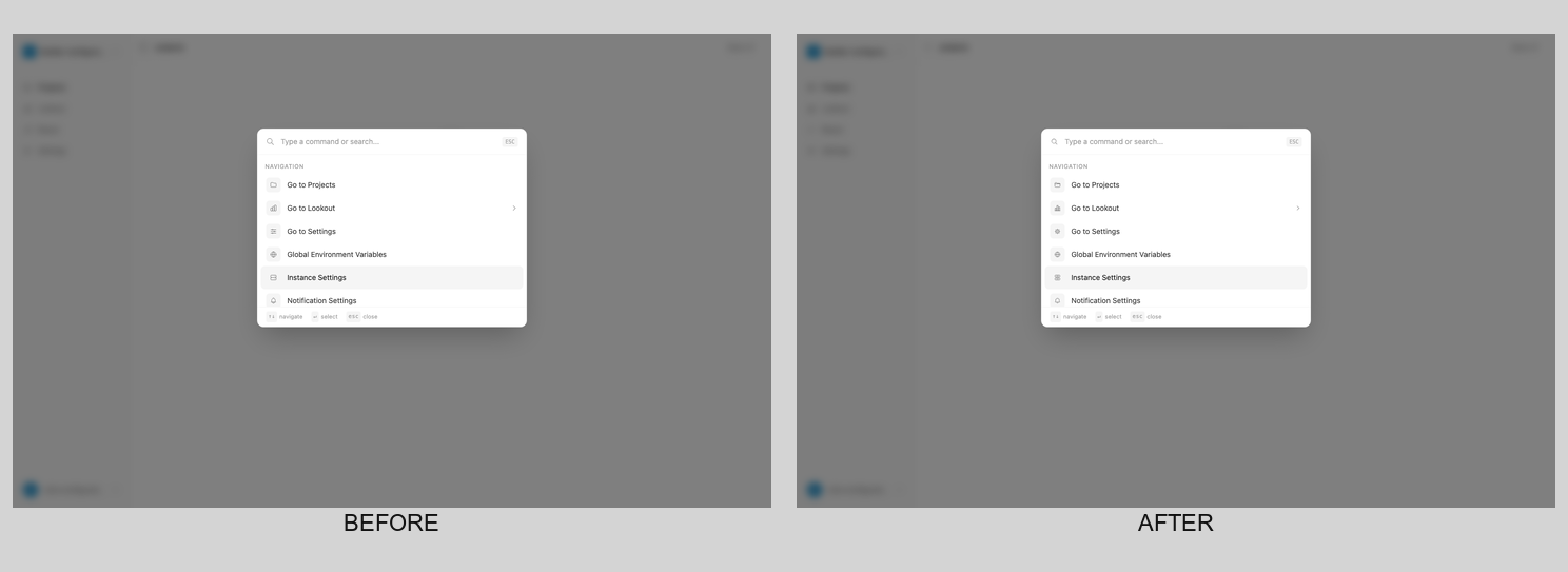 Slipway command palette before and after Klean adoption